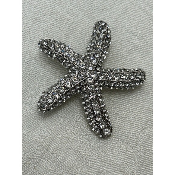 Starfish Pin Brooch Gorgeous Clear Rhinestone Crystal - Picture 3 of 5